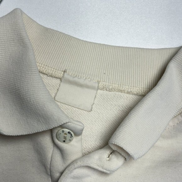 Vintage 90s Army Boy Sweatshirt Mens Large 22.5x21 White Collared - Picture 9 of 11